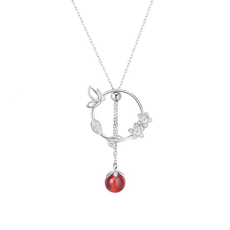 Coral Bead Geometric Necklace