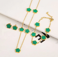 Leaf Motif Steel Jewelry Trio