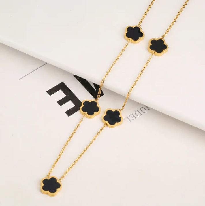 Leaf Motif Steel Jewelry Trio