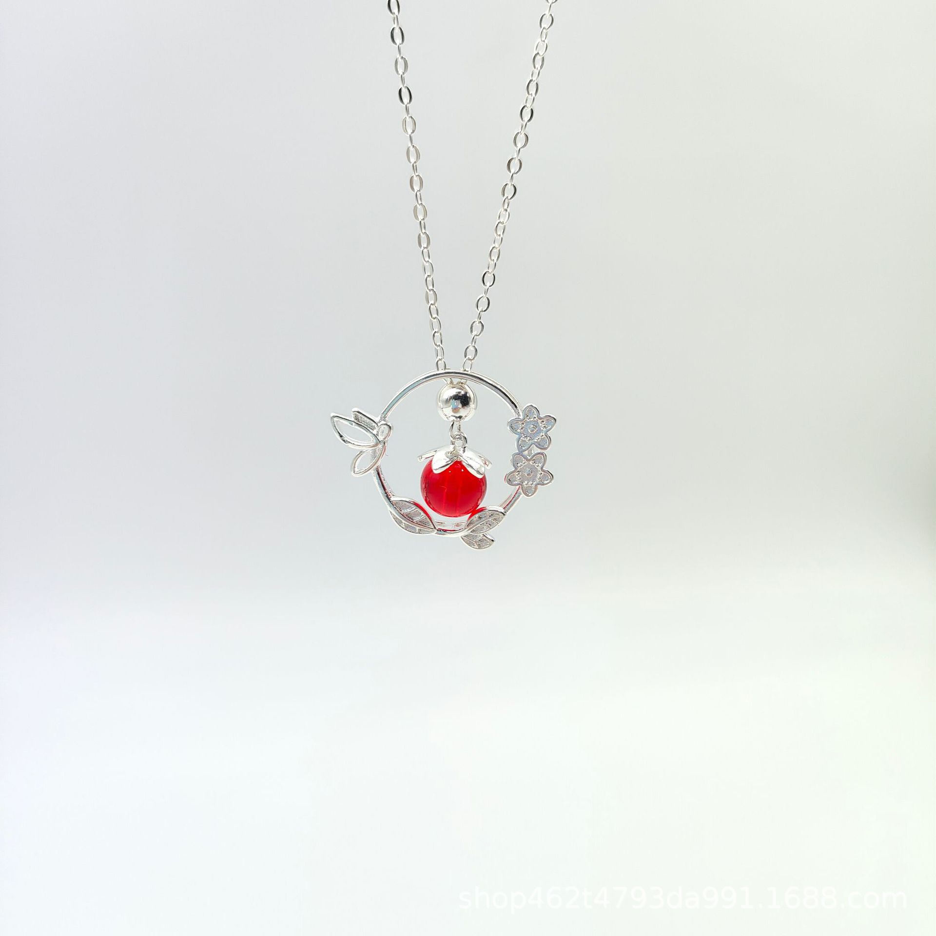 Coral Bead Geometric Necklace
