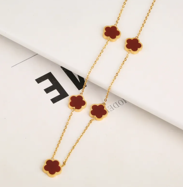 Leaf Motif Steel Jewelry Trio